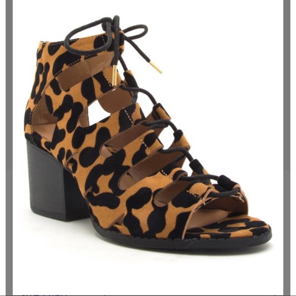 leopard print lace up sandals